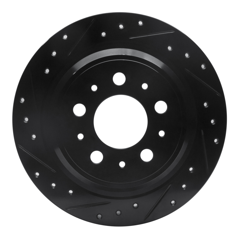 Volvo S70 Brake Rotor (1) - Rear Left - R1 Concepts - Drilled & Slotted - Black - `98-`00